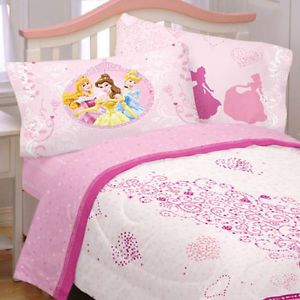 5pc Disney Princess Pink Hearts Full Bedding Set Cinderella Comforter Sheets