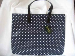 Ralph Lauren Navy Polka Dot Leather XL Tote Bag NWT$350