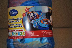 NIP Disney Mickey Mouse Clubhouse Toddler Bedding Set 4 Piece Comforter Sheet