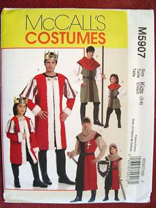 McCall's Medieval Style King Knights Costume Pattern 5907 Sz Kids 3 8