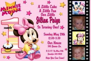 Minnie Mouse Birthday Party Invitations Pink Baby Minnie