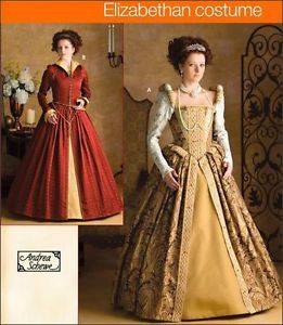 Renaissance Elizabethan Dress Gown Costume Sewing Pattern 6 12