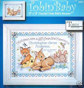 Tobin Cross Stitch Kit Woodland Baby Birth Record