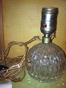 Vintage Cut Glass Crystal Electric Table Lamp