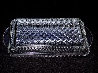 Beautiful Vintage Clear Glass Crystal Two Handle Tray