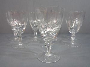 8 Crystal Wine Glasses Etched Wheat Wine Glasses Stemware Clear Crystal Glass