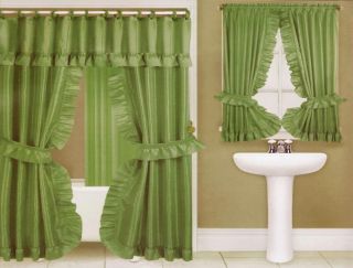 Double Swag Fabric Shower Curtain Valance Liner Window Curtain Assorted Color