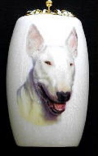 Decorative White Bull Terrier Dog Porcelain Light or Fan Pull