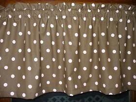 Valance Chocolate Brown Pink Polka Dot Cotton Fabric Window Topper Curtain