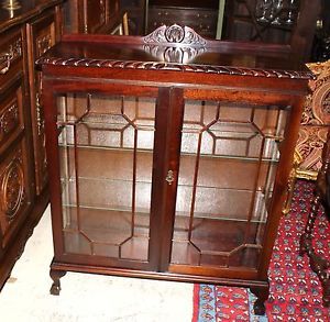 Beautiful English Antique Mahogany Bookcase Curio Cabinet