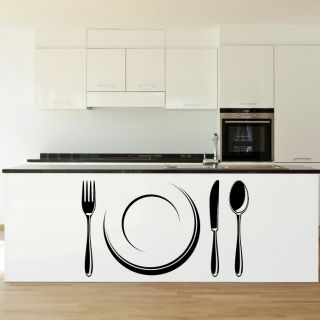 Plate Cutlery Decorative Wall Art Stickers Decal