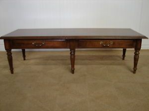 Ethan Allen Vintage Cherry Coffee Table Two Drawers Parquet Top Finish 204