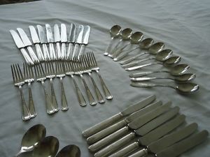 Wm Rogers Son 1925 Triumph Pattern Silverplate 49 Flatware Set Forks Spoons