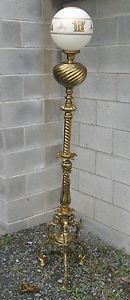 Antique Griffin Cast Bronze Adjustable Floor Lamp