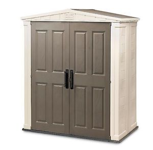 Keter 6x3 Storage Shed Outdoor Garden Tool Brown Swing Out Door PVC Resin Skylgt