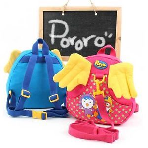 D Baby Pororo Backpack Bag with Safety Harness for Kids Toddler Baby