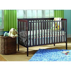 New Convertible Crib Bed Wood Brown Affordable Kid's Children Baby Newborn Safe