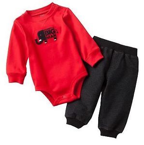 Carters Baby Boy Clothes Set Bodysuit Pants Red Black 3 6 9 12 18 24 Months