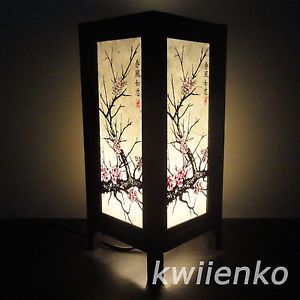 Asian Oriental Japanese Sakura Cherry Blossom Tree Branch Art Bedside Table Lamp