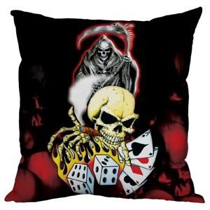 Grim Reaper Skull Design Gift Cushion Goth Boys Bedroom