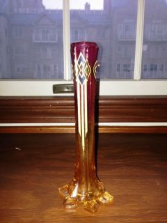 Antique Art Neuveau Signed Fenton Glass Bud Vase