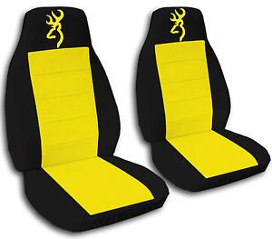 Cute Car Seat Covers Velour Yellow Black w Yellow Browning Front Rear Bench