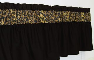 3 in Wide Pocket Black w Leopard Cheetah Window Curtain Valance $15 99 New