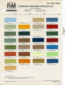 1974 Ford Truck Paint Color Chart 74 RM Inmont Interior Exterior