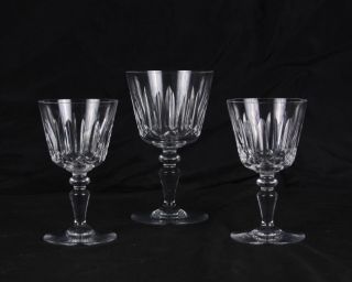 Baccarat Crystal Claret Water Stemware Glasses 3 Pcs France Vintage