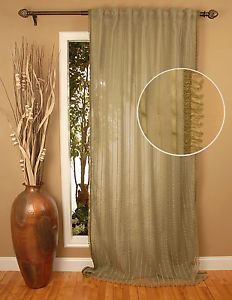 Window Curtains Drapery Panel 96inch Stripe Sheer Sage