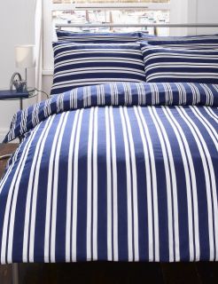 Navy Blue Stripe Discount Boys Bedding Bed Linen Duvet Covers 3 Sizes
