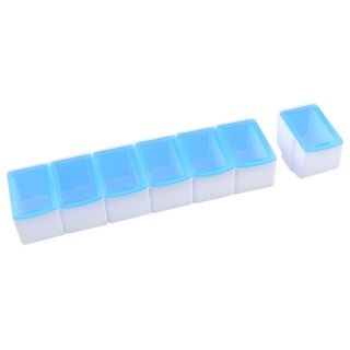 Clear Blue White Plastic Detachable 7 Mini Boxes Linked Storage Case Box Holder