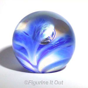 441 Glass Eye Studio Crystal Art Glass Round Blue Ball Paperweight Retired NLA