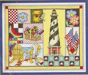 Bobbie G "Summer Design" Lighthouse Beach Counted Cross Stitch Sampler Kit