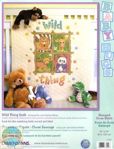 Cross Stitch Kit Dimensions Wild Thing Jungle Animals Baby Quilt 73249