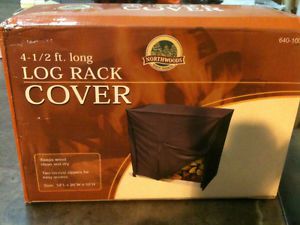 Log Rack Cover for Firewood Heavy Duty Waterproof Fabric Black 4 1 2 Foot Long