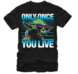 Star Wars Yoda "Only Once You Live" Black Mens T Shirt