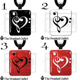Treble Bass Clef Sheet Music Heart Musical Note Tattoo UK Charm Pendant Necklace