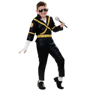 Childrens Fancy Dress Like Michael Jackson Black Pop King Jacko Costume Outfit