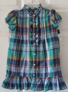 Ralph Lauren Baby Infant Girls Navy Green Summer Dress Bloomer Set 12 18M