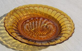 Amber Depression Glass Plate Thumbprint Pattern
