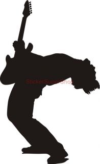 Guitar Player Rock Silhouette Decal Removable Wall Sticker Decor Personalised