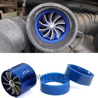 Blue Car Single supercharger Turbine Turbo Charger Air Intake Gas Fuel Saver Fan
