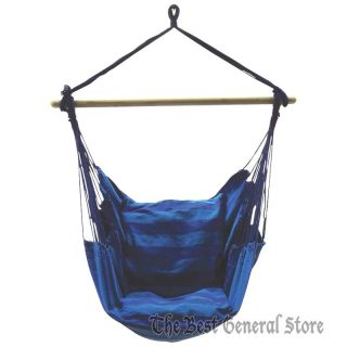 Blue Hanging Rope Hammock Chair Porch Swing Seat Patio Camping Max 250 Lbs