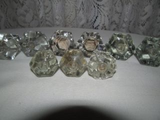 Vintage Lot of 9 Glass Pull Knobs Dresser Cabinet Four Matching Pair