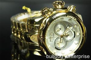 Mens Invicta Reserve Venom Gold Plated High Polish Silver Dial Swiss Watch New