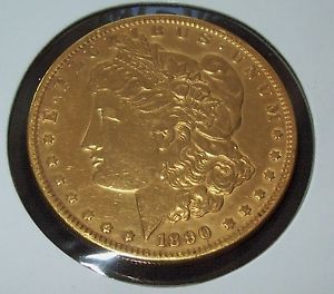 1890 24K Gold Plated Morgan Silver Dollar Coin RARE Hard to Find