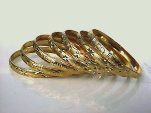 Mexican Gold Plate or Silver Girl Baby or Infant Bracelets 7 Bangles SEMANARIO