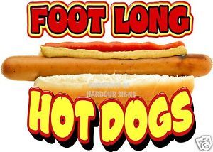 Foot Long Hot Dogs Decal 14" Hotdog Concession Cart Restaurant Food Vendor Truck
