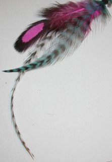 Set 3 Grizzly Feather 5 6"Extension Links Kit Blue Pink Whiting Natural Feathers